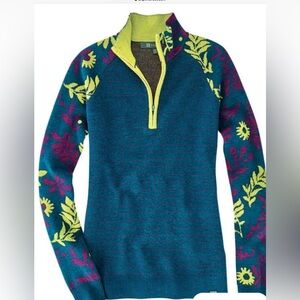 Title Nine 1/4 zip pullover sweater 100% Merino Wool Size Medium